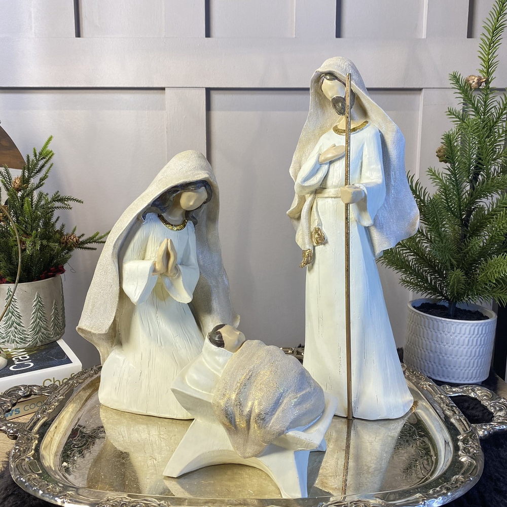 Nativity Figurine Set of 3 NATIVITY IN IVORY RESIN Large Size 16”
